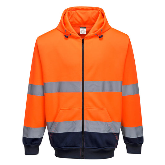 B317 - Hi-Vis Contrast Zipped Hoodie