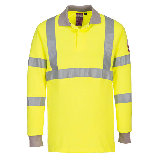 FR77 - Flame Resistant Anti-Static Hi-Vis Long Sleeve Polo Shirt